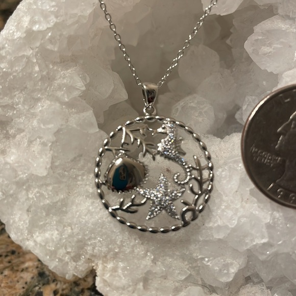 Nautical Sterling Silver Pendant. Sparkling Crystals. Retail 155.00 NWT - Picture 3 of 5